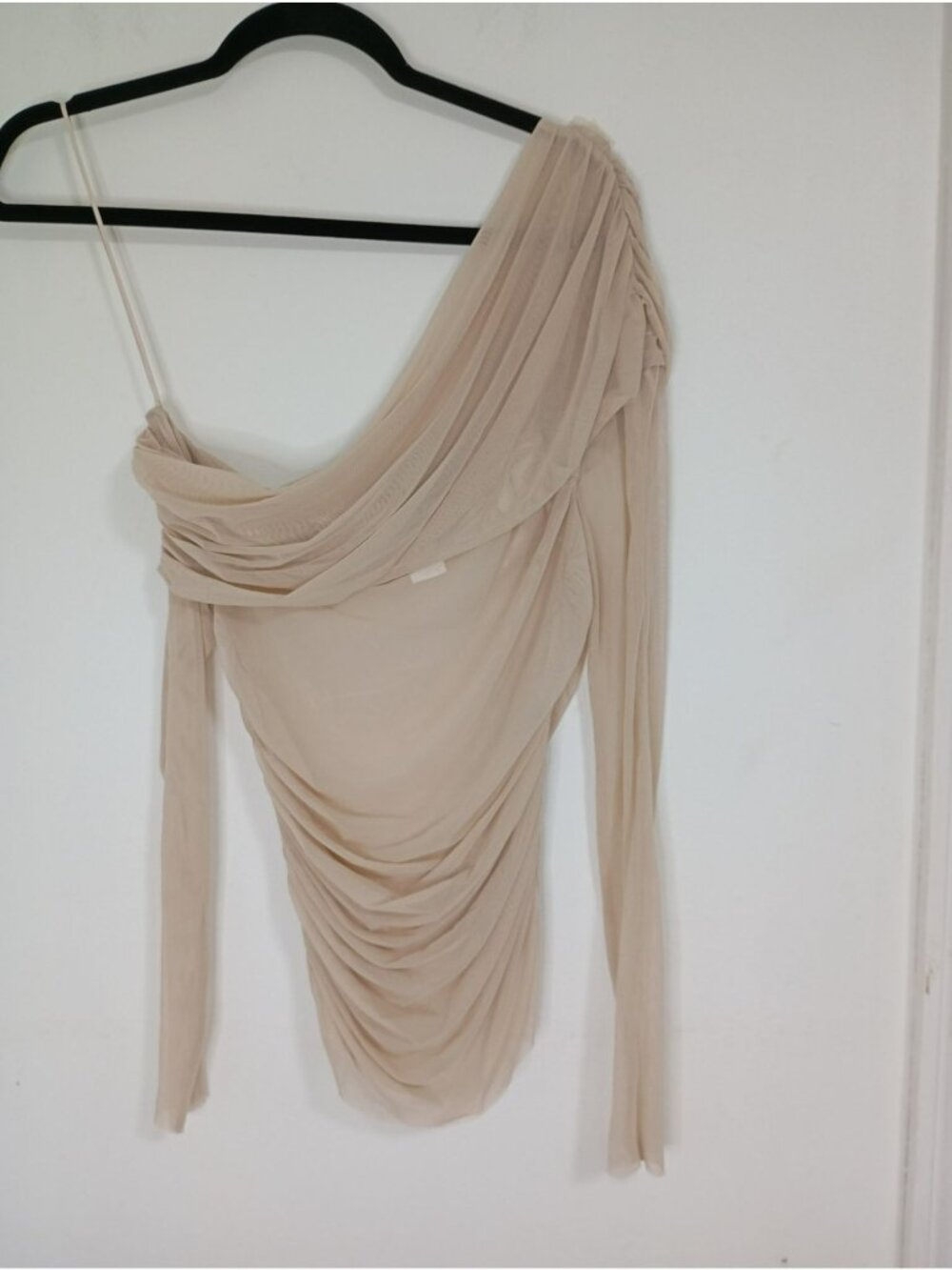 The Sei Beige Ruched One-Shoulder Long Sleeve S Casual Top Womens - Picture 9 of 9
